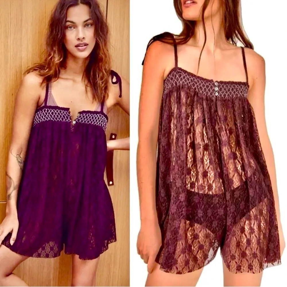 New Free People Rule The World Lace Romper